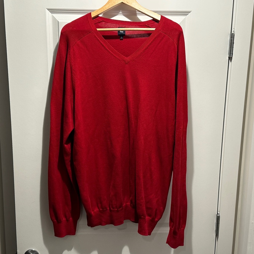 GAP V-Neck Men’s Red Pullover Sweater Size XXL Tall